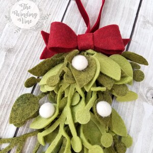 Felt Mistletoe, Christmas Decor, Unusual Gifts, Hostess Gifts, Mistletoe Ornament, Small Gifts, Secret Santa Gifts, Holiday Decor, Wine Gift image 4