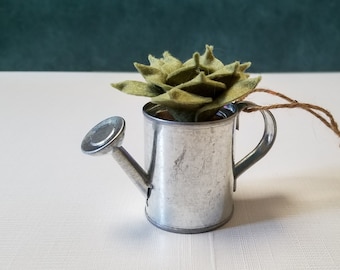 Felt Succulent Ornament - Mini Succulent in a Metal Watering Can