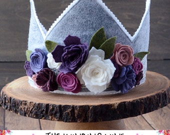 Felt Crown / Birthday Crown / Felt Flower Crown / Dress Up Crown / Flower Crown / Waldorf Toys / Dress Up Clothes / Birthday Hat - Girl Gift