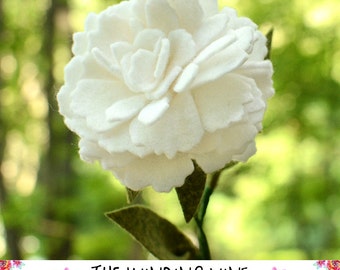 Large Felt White Peony Flower Stem - Single or Bouquet for Home Decor/Wedding/Gift