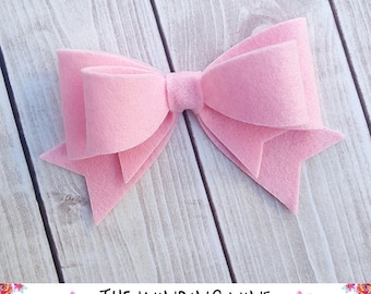 Large Pink Felt Double Bow Headband/Clip/Barrette for Baby, Child, Teen, or Adult - Custom Colors