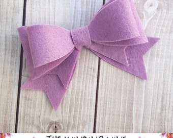 Large Lavender Purple Felt Double Bow Headband/Clip/Barrette for Baby, Child, Teen, or Adult - Custom Colors