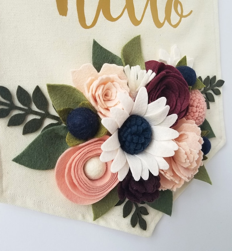 Felt Flower Wall Hanging Felt Flower Wall Decor Rustic Etsy