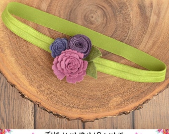 Plum/Purple Felt Flower Headband/Clip/Barrette for Baby, Child, Teen, or Adult - Custom Elastic Color