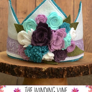 Felt Crown / Birthday Crown / Felt Flower Crown / Dress Up Crown / Flower Crown / Waldorf Toys / Dress Up Clothes / Birthday Hat - Girl Gift
