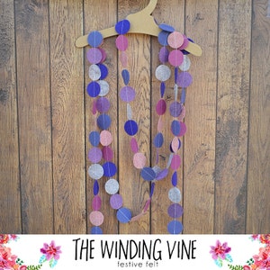 Purple/Lavender/Violet/Gray Felt Circle Garland, Home Decor, Party Decor