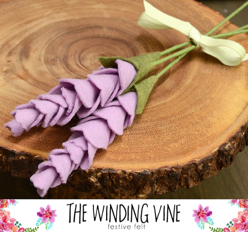 Three Stems of Felt Lavender Flowers for Bouquet/Wedding/Home Decor/Gift image 2