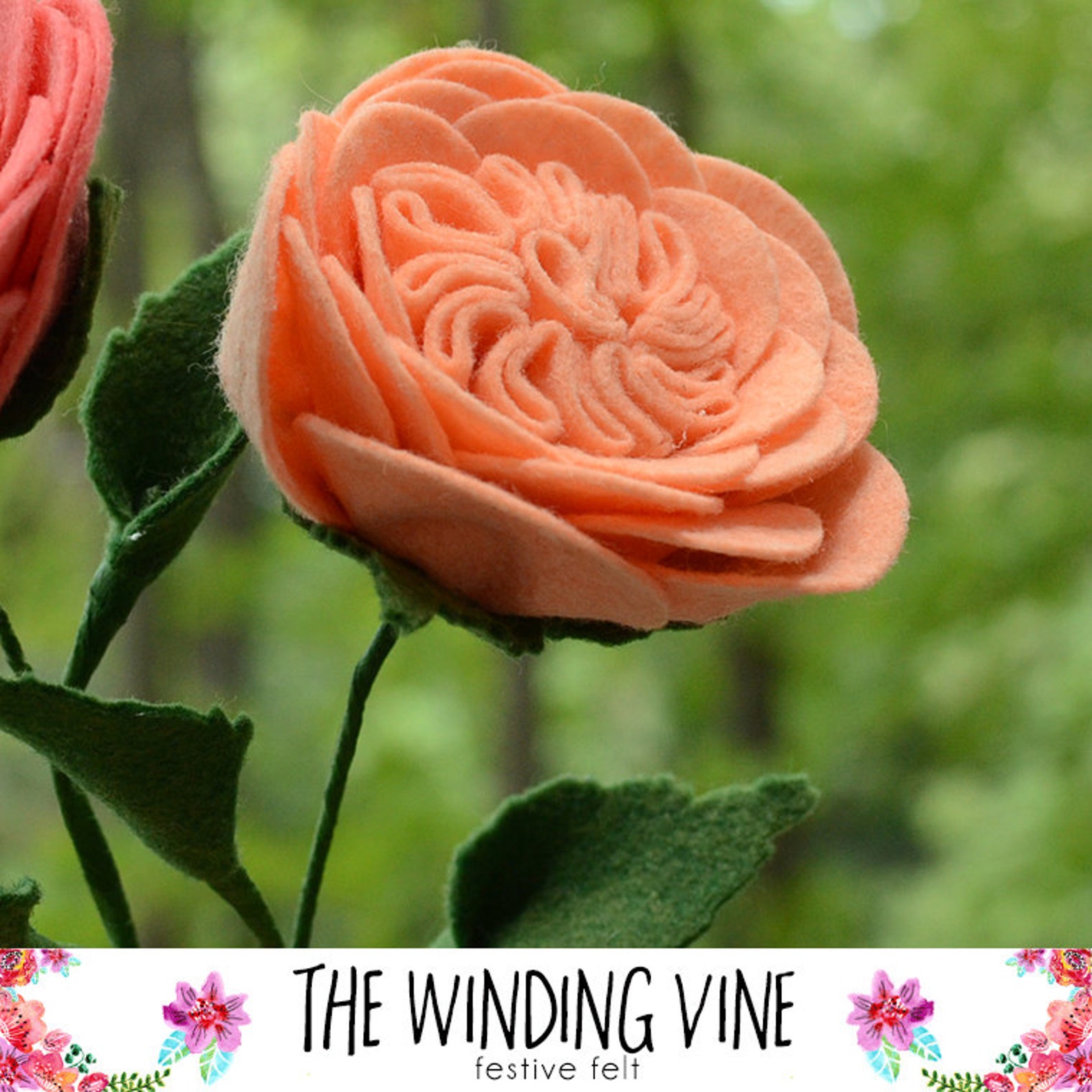 Large Felt Peach Cabbage Rose Flower Stem Single or Bouquet - Etsy