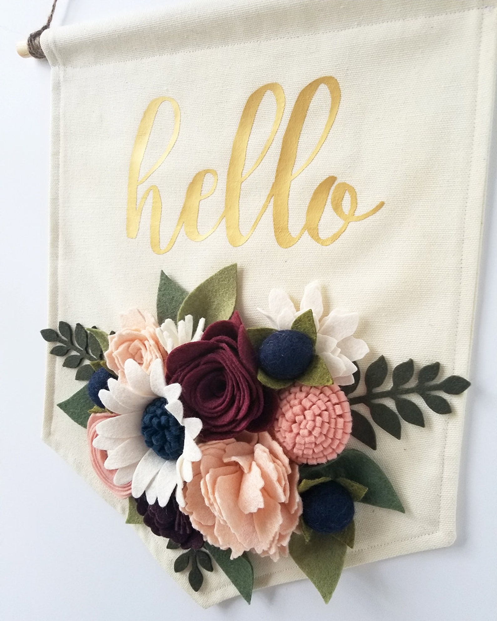 Felt Flower Wall Hanging Felt Flower Wall Decor Rustic Etsy