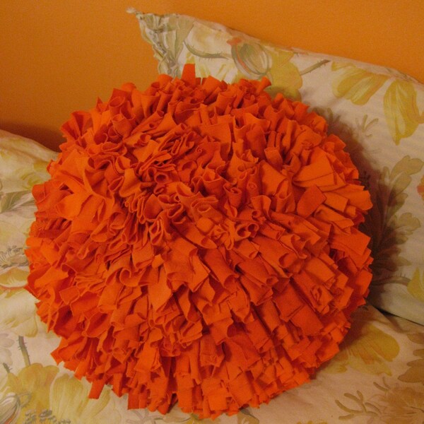Recycled TShirt Sphere Pillow in Bright Orange