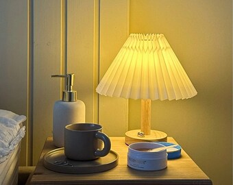 Lámpara de mesa de estilo escandinavo - Lámpara de mesa nórdica, lámpara de estilo escandinavo, lámpara plisada