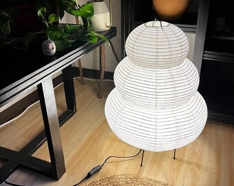 Lampe de table traditionnelle japonaise - Lampe de table en papier de riz Wabi-Sabi