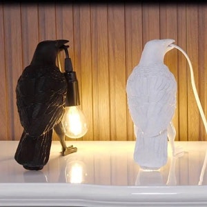 Unique Table Lamp Unique Raven-Shaped Resin Lamp, Handcrafted Artistic Table Light with Vintage Edison Bulb image 4