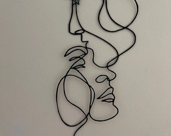 Abstract Metal Wall Art - Iron Wall Sculpture Minimalist Facial Line - Home Decoration