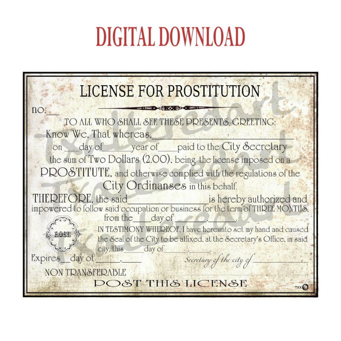 License For Prostitution Novelty Wall Art Instant DIGITAL Etsy license-for-prostitution-novelty-wall-art-instant-digital-etsy