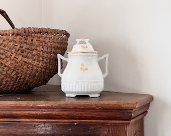 Antique Ironstone Lidded Sugar Bowl Tea Leaf