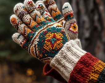 Lace-Inspired Handcrafted Knitted Gloves