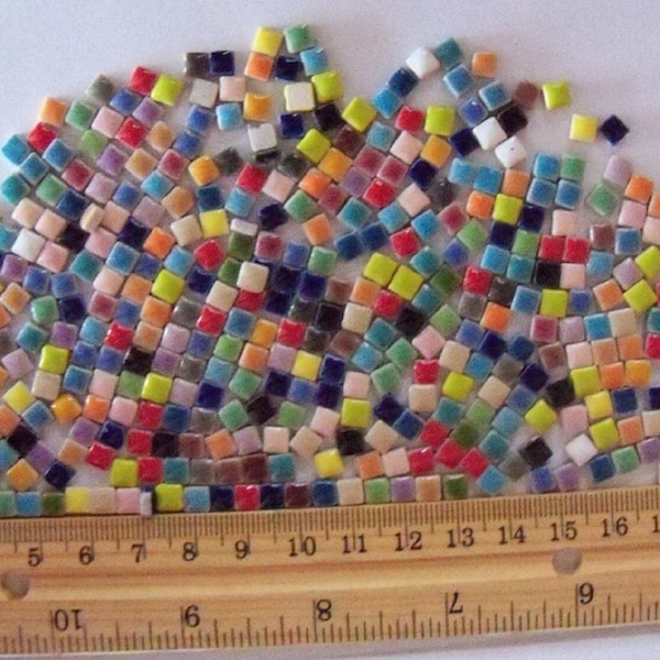 5 mm Tiny Micro Ceramic Mosaic Tile Pieces - Mixed Colors - 2 oz bag - approximately 400 tiles(+/-) - Art Craft Supplies - Mixed Media Art