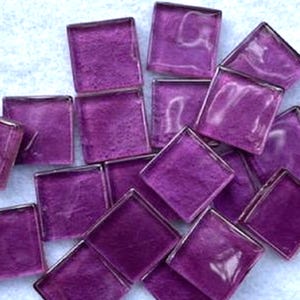 Plum Purple Metallic Glass Mosaic Tile Pieces - 3/4 inch - 20 Tiles - Mixed Media Art and Craft Supplies