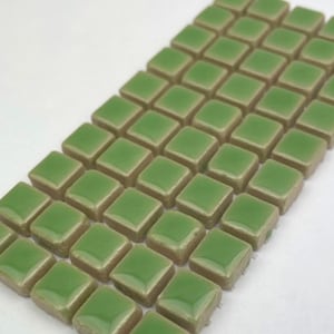 3/8 inch 50 Tiles Jade Green Ceramic Mosaic Tiles  - 10 mm - Mixed Media, Crafting and Art Supplies
