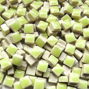 5 mm Pale Green Ceramic Mosaic Tiles - Tiny  size - 1 oz bag - approximately 200 +/-  Mixed Media, Crafting and Art Supplies