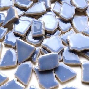 Medium Blue Ceramic Jigsaw Shaped Mosaic Tiles Pieces - 50 Tiles - 4-20 mm x 4 mm -  Mixed Media, Crafting and Art Supplies