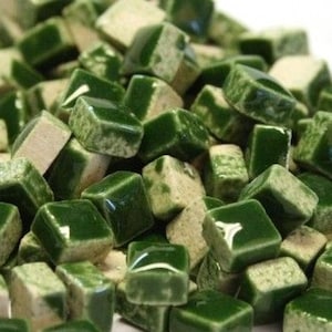 5 mm Pesto Dark Green Ceramic Mosaic Tiles - Micro Tiny Tiles - 1 ounce bag - approximately 200 +/- tiles - Mixed Media, Crafting Art Supply