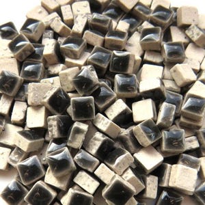 5 mm Charcoal Gray Ceramic Mosaic Tiles - Tiny Tiles - 1 ounce bag - approximately 200 +/- tiles - Mixed Media, Crafting and Art Supplies