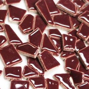 Merlot Burgundy Maroon Red Ceramic Jigsaw Shaped Mosaic Tiles Pieces - 50 Tiles - 4-20 mm x 4 mm -  Mixed Media, Crafting and Art Supplies