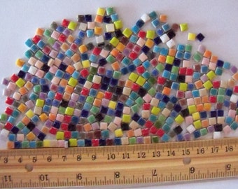 5 mm Tiny Micro Ceramic Mosaic Tile Pieces - Mixed Colors - 2 oz bag - approximately 400 tiles(+/-) - Art Craft Supplies - Mixed Media Art