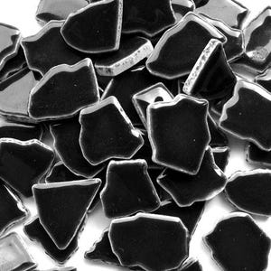 Black Ceramic Jigsaw Shaped Mosaic Tiles Pieces - 50 Tiles - 4-20 mm x 4 mm -  Mixed Media, Crafting and Art Supplies