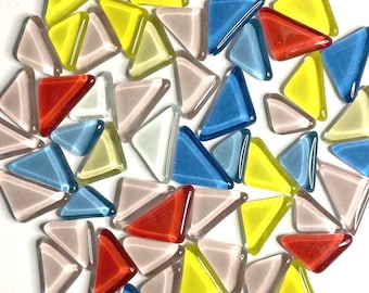 Crystal Triangles Mix Colors Glass Mosaic Tile Pieces - 50 Tiles - 1/4"-3/4" size - 3/16" thick - Mosaic Supplies - Mixed Media Art