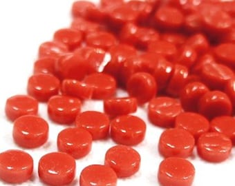 Watermelon Red 8 mm Round Recycled Glass Mosaic Tile Pieces - 50 Tiles - 4 mm thick - Art and Craft Mosaic Supplies - Mixed Media Art