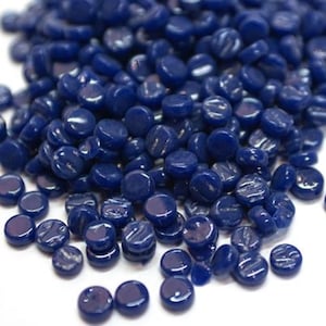 Royal Blue 8 mm Round Recycled Glass Mosaic Tile Pieces - 50 Tiles - 4 mm thick - Art - Craft Mosaic Supplies - Mixed Media