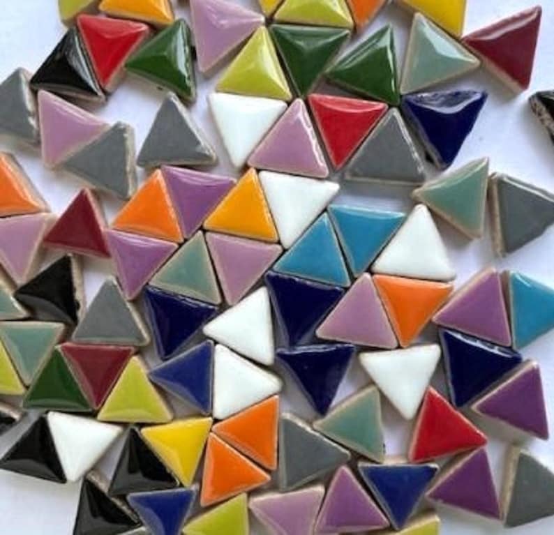 15 Mm Triangles Ceramic Mosaic Tile Pieces - 100 Tiles - Glossy - Mixed ...