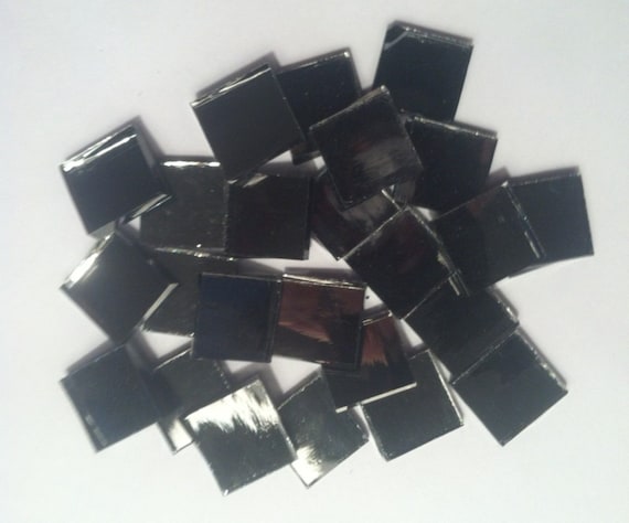 GUNMETAL GRAY MIRROR Hand Cut Spectrum Glass Mosaic Tile Pieces - 3/4 inch - 25 Tiles - Art and Craft Mosaic Supplies - Mixed Media Art