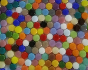 8 mm Round Recycled Glass Tiny Mosaic Tiles - 100 Tiles - Mixed Colors - 4 mm thick - Art and Craft Mosaic Supplies - Mixed Media Art