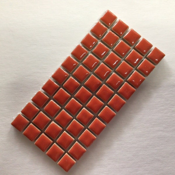 3/8 inch 50 Tiles Coral Orange Ceramic Mosaic Tiles  - 10 mm - Mixed Media, Crafting and Art Supplies