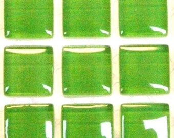 Lime Green Glass Mosaic Tile Pieces - 50 Tiles - 3/8 inch - Mixed Media Art and Craft Supplies