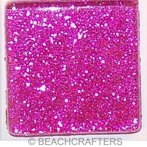 HOT PINK Glitter Glass Mosaic Tile Pieces - 3/8 inch - 50 Tiles - Mixed Media Art and Craft Supplies