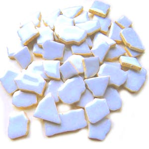 Barely Blue Ceramic Jigsaw Shaped Mosaic Tiles Pieces - 50 Tiles - 4-20 mm x 4 mm -  Mixed Media, Crafting and Art Supplies