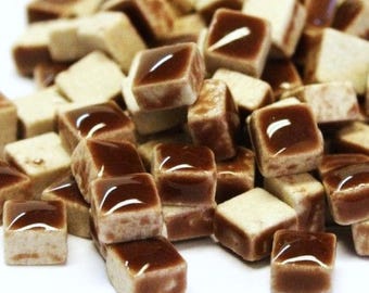 5 mm Dark Brown Ceramic Mosaic Tiles - Tiny Tiles - 1 ounce bag - approximately 200 +/- tiles - Mixed Media, Crafting and Art Supplies