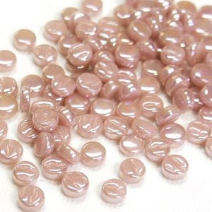 Pearlized Rose Pink 8 mm Round Recycled Glass Mosaic Tile Pieces - 50 Tiles - 4 mm thick - Craft Mosaic Supplies - Mixed Media Art