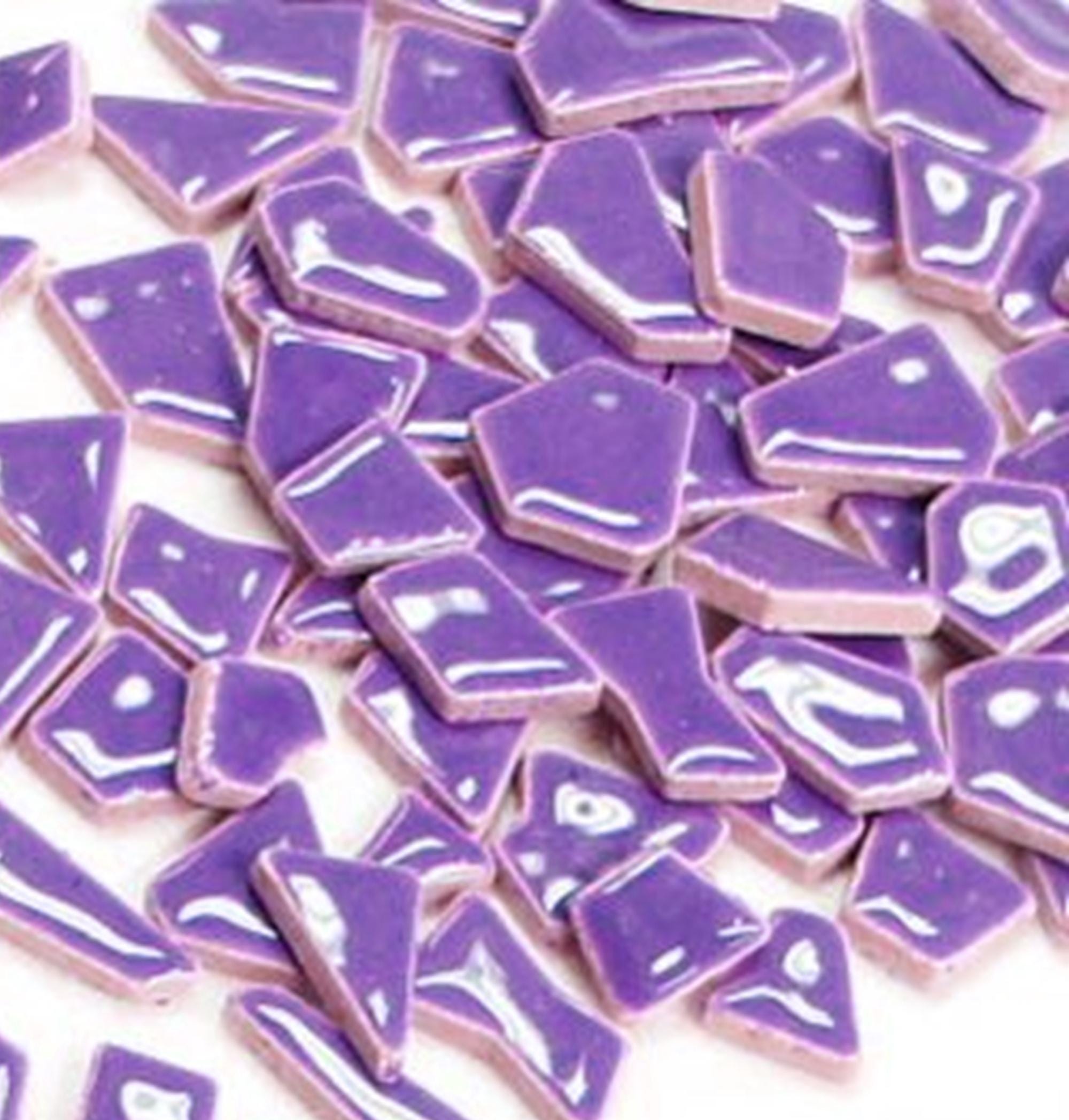 Purple Ceramic Jigsaw Shaped Mosaic Tiles Pieces - 50 Tiles - 4-20 mm x 4 mm -  Mixed Media, Crafting and Art Supplies