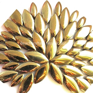 Gold Metallic Ceramic Petals - Mixed Sizes - 50 tiles - Mosaic Tile Pieces - Mosaic Supplies -  Mixed Media Art
