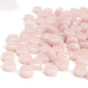 Pink 8 mm Round Recycled Glass Mosaic Tile Pieces - 50 Tiles  - 4 mm thick - Art and Craft Mosaic Supplies - Mixed Media Art