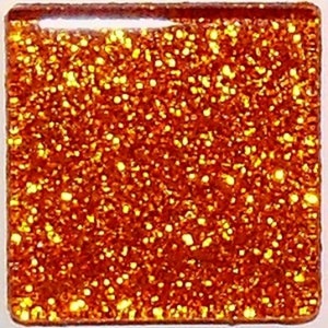 COPPER ORANGE Glitter Glass Mosaic Tile Pieces - 3/8 inch - 50 Tiles - Mixed Media Art and Craft Supplies