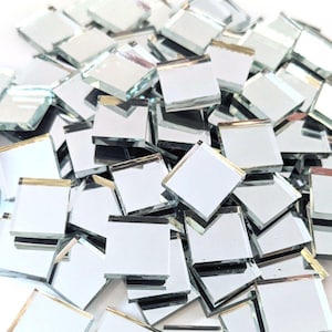 SILVER MIRROR Glass Mosaic Tile Pieces - 25 tiles - 20 mm - Art and Craft Mosaic Supplies - Mixed Media Art