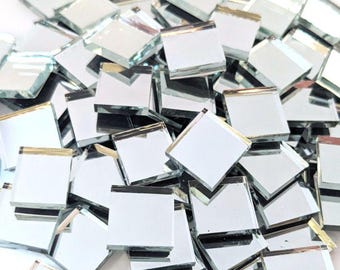SILVER MIRROR Glass Mosaic Tile Pieces - 25 tiles - 20 mm - Art and Craft Mosaic Supplies - Mixed Media Art
