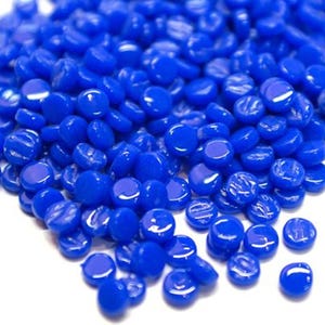 Brilliant Blue 8 mm Round Recycled Glass Mosaic Tile Pieces - 50 Tiles  - 4 mm thick - Art - Craft Mosaic Supplies - Mixed Media